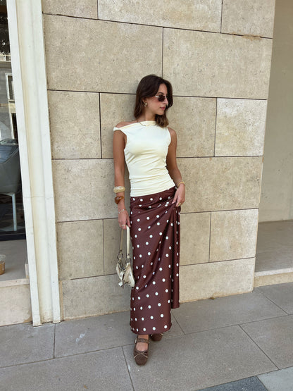 The Polka Dots Skirt in Brown