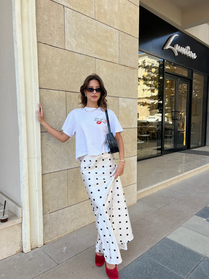 The Polka Dots Skirt in White