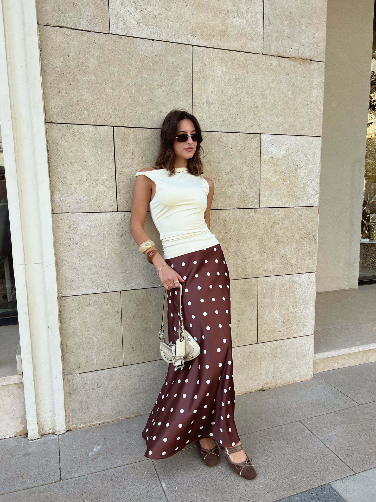 The Polka Dots Skirt in Brown