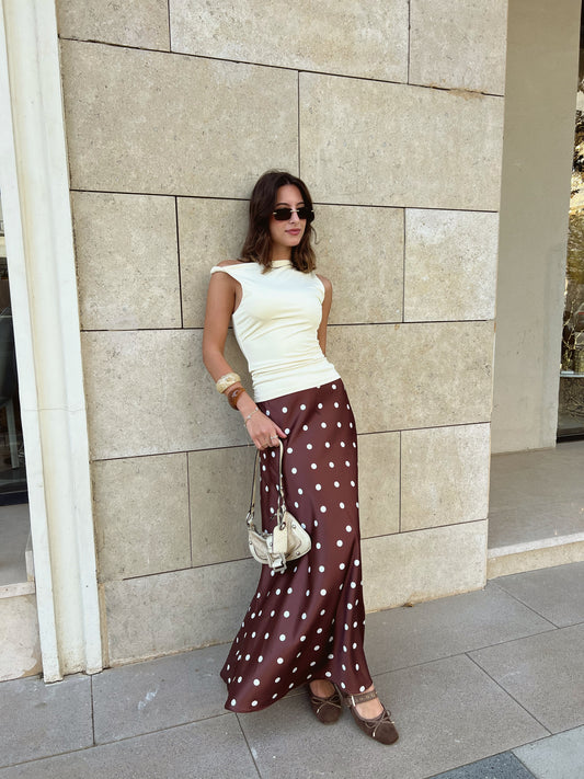 The Polka Dots Skirt in Brown