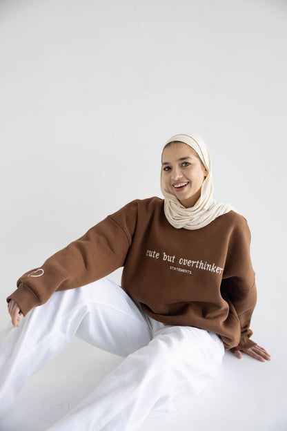 Overthinker Crewneck in Brown