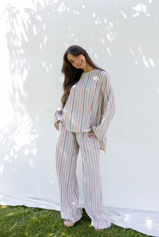 Daisy Linen Striped Set