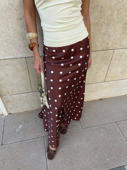 The Polka Dots Skirt in Brown