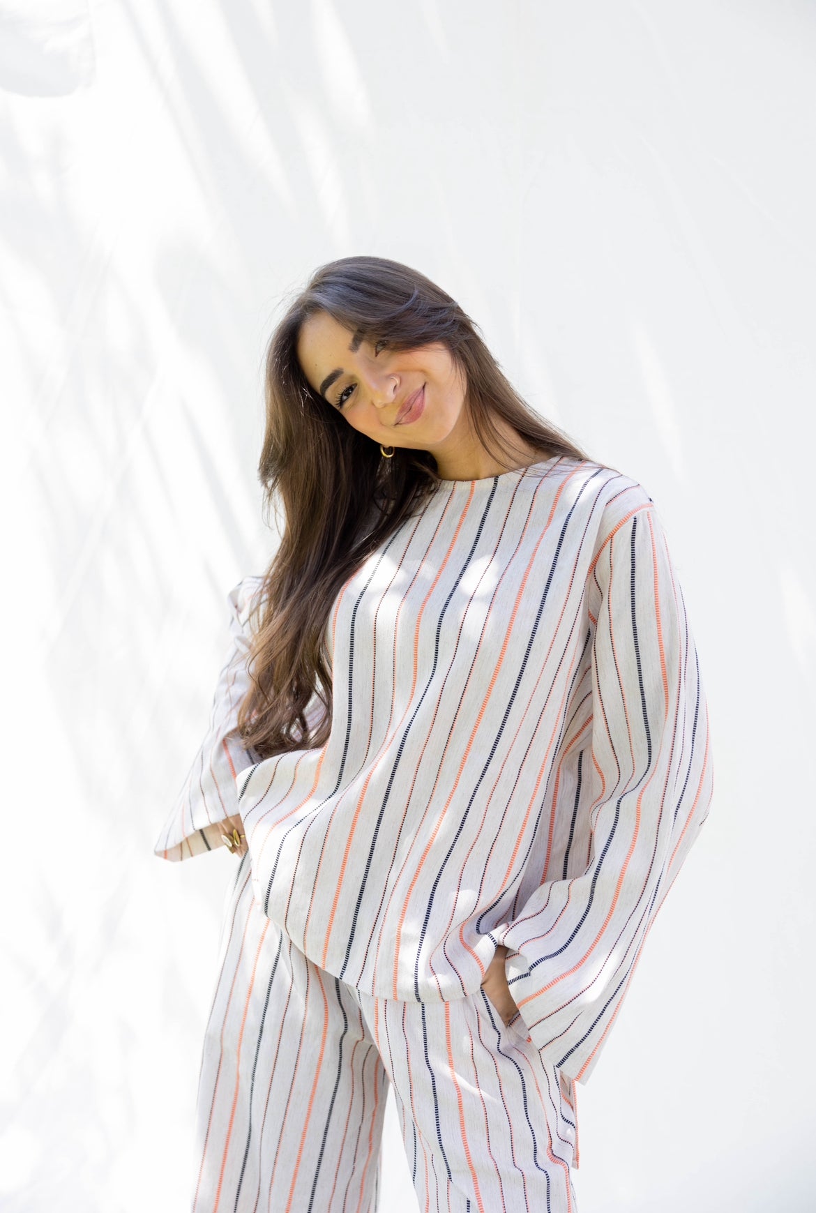 Daisy Linen Striped Set
