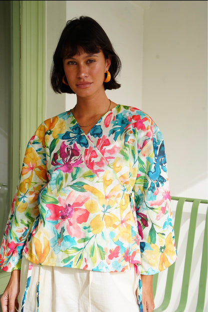 Watercolor Wrap Top