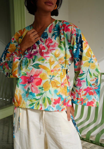 Watercolor Wrap Top