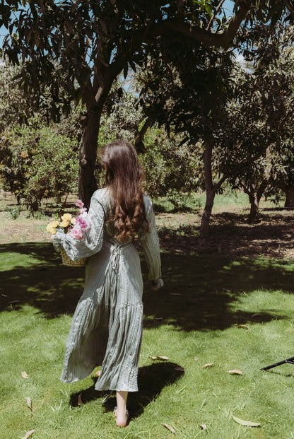Lily Crushed Shirt Dress in Sage
