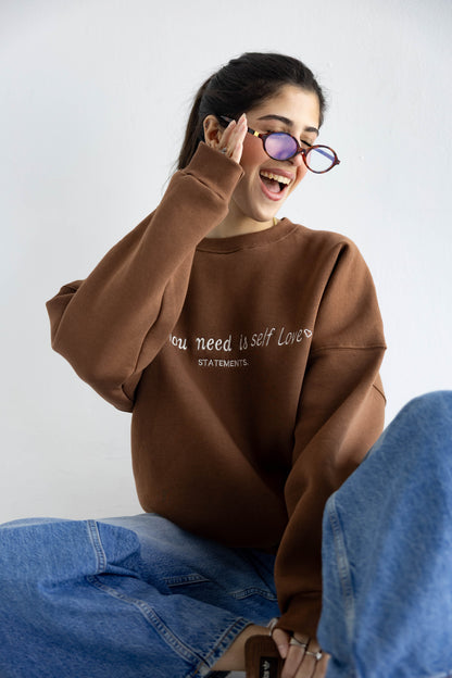 Self love Crewneck in Brown